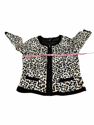 White House | Black Market full zip leopard print cardigan thumbnail 3