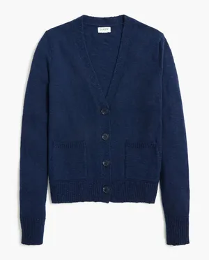 J.Crew Cardigan Sweater Women M Blue V-Neck Button Front AB050 Preppy Classic‎ thumbnail 1