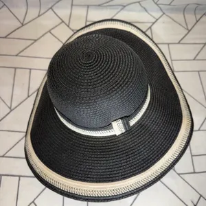 Magid Hats Wide Brim Sun Hat One‎ Size Black Cream Woven Paper Floppy Straw Hat thumbnail 5