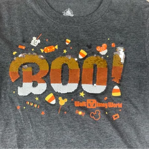 Disney Parks women's medium boo Halloween Gray T-Shirt sequin thumbnail 4