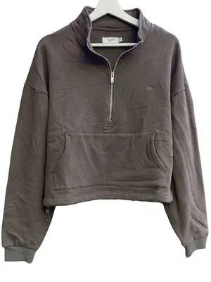 SET Active Heavyweight Sweats Half Zip Sweatshirt Dark Gray XS Oversized NWOT thumbnail 2