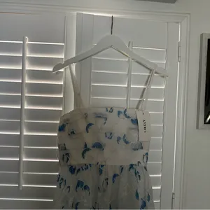 Likely Kia Dress 8 White Blue Organza Floral Flare Tie Back Bridal Bride thumbnail 7