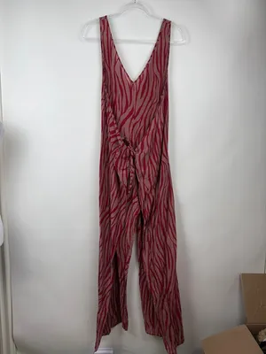 Diane Von Furstenberg Acella Jumpsuit in Malton Burlwood Animal Print Red Small thumbnail 2
