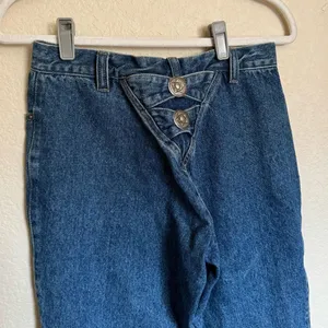 American Vintage Vintage Western Rough Rider Double Metallic Buckled Back Bootcut‎ jeans sz 28 thumbnail 1
