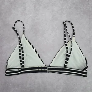 Black White Stripe Triangle Adjustable Hook Bikini Top‎ Swimwear Medium thumbnail 4