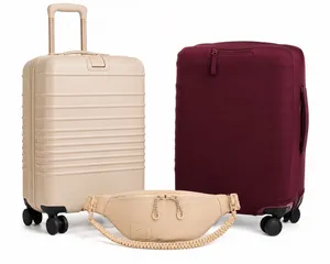 BEIS Beige Carry-On, Beige Belt Bag & Burgundy Suitcase Cover thumbnail 1