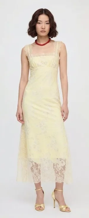 NWT Hill House Alba in Yellow White Lace Maxi Dress XS thumbnail 1