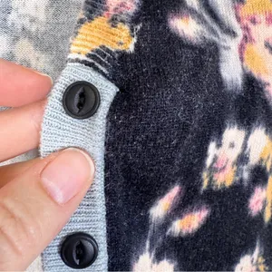 Anthropologie Tabitha Black Pink Floral Print Cardigan Sweater Womens S Buttons thumbnail 8
