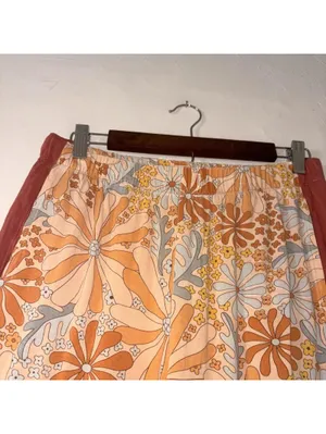 World Market Floral Print Wide Leg Lounge Pants Size S/M Retro Style thumbnail 2