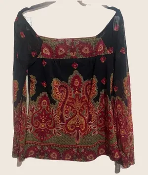 Off the shoulder bohemian Paisley grunge dark fairy sheer‎ sleeves size Medium thumbnail 1