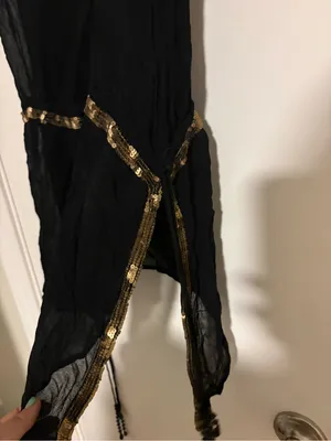 Vintage Black Sheer Beaded Tank with Gold Sequin Trim thumbnail 2