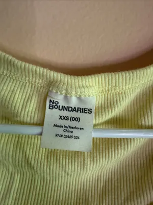No Boundaries Pale Yellow Ribbed Scoop Neck Crop Top thumbnail 2