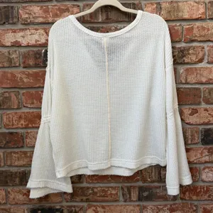 We The Free Waffle Knit Bell Sleeve Top Size Small Casual Boho Minimalist thumbnail 4