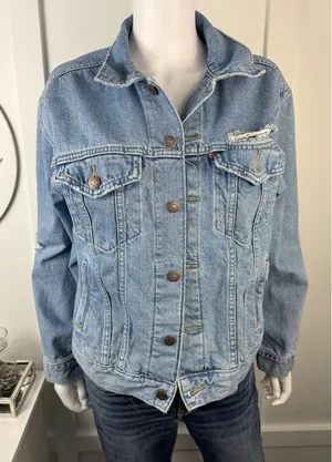 Cute Distressed Levi Jacket Size XL Blue thumbnail 1