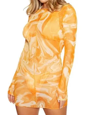 NWT Naked Wardrobe Swim Back on the Low cover up dress orange thumbnail 1