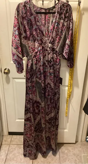 Lulu's Purple Paisley Maxi Dress with Pink & Blue Accents thumbnail 1