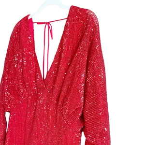 ASTR Devika Sequin Mini Dress Red Size Small Backless Colorful Party Holiday thumbnail 4