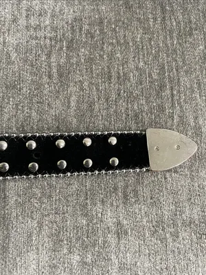 Western Leather Black Studded Rhinestone Embellished Statement Belt Size S/M thumbnail 6