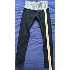 Mossimo Supply Co Womens Black Leggings Striped Fold Over Waist Size Medium thumbnail 2