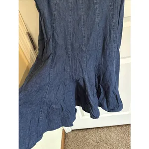 Vtg Ralph Lauren Jeans Company Midi Dress Sz 16 Blue Denim Trumpet Gored Western thumbnail 3