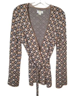 Mauve Anthropologie‎ Wrap Belted Longline Sweater Topper Size Small Diamond thumbnail 1