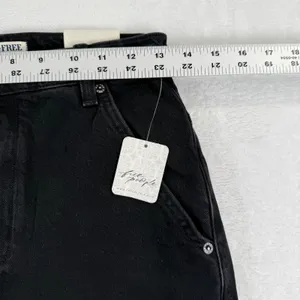 Free People We The Free Black Denim Midi Skirt Front Slit High Rise‎ Size 24 NEW thumbnail 5