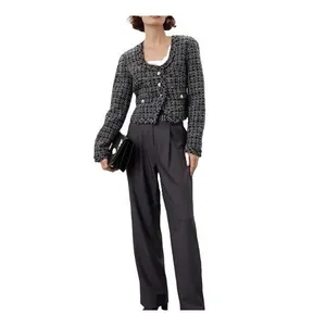 Derek Lam Collective Cropped Button Up Tweed Blazer Jacket Size 8 Boucle Twee thumbnail 10