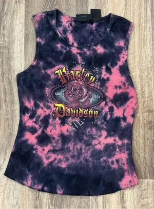 Harley Davidson Tie Dye Racerback Tank Top Women’s Medium thumbnail 1
