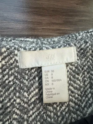H&M Wool Blend Gray Herringbone Longline Coat thumbnail 4