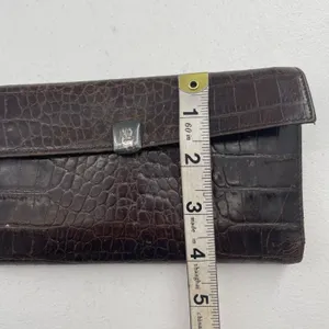 Vtg Lauren Ralph Lauren Wallet Croc Embossed Brown‎ Leather Checkbook Pocketbook thumbnail 15