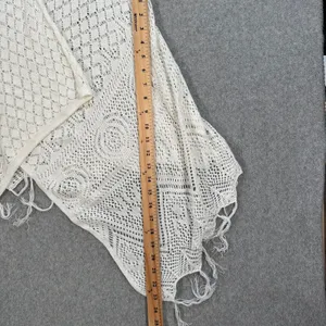 Energe World Wear Crochet Cardigan Duster White Women's Medium Tassel Trim Boho thumbnail 5