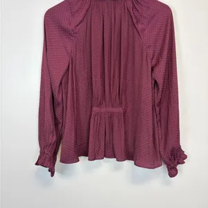 Madewell Burgundy Ruffled Blouse thumbnail 9