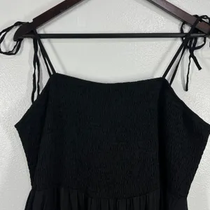 KOJOOIN Maxi Dress Smocked Sundress Tie Strap Tiered Casual Black 2XL Flowy‎ thumbnail 5