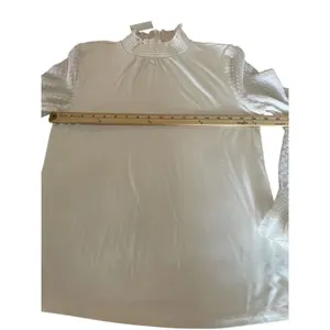 NWT Talbots Long Sleeve Metallic Sleeves Mock Neck Blouse Cream M thumbnail 11