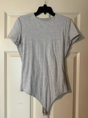 Abercrombie Cotton Bodysuit Short Sleeve Gray thumbnail 1
