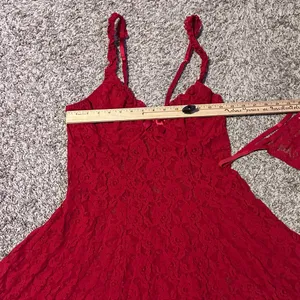 Red Lace Babydoll Lingerie with Bow Accent thumbnail 4