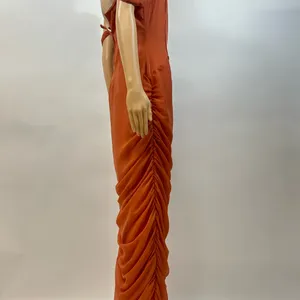 ASOS Orange Maxi Dress with Ruched Skirt Size 6 thumbnail 16