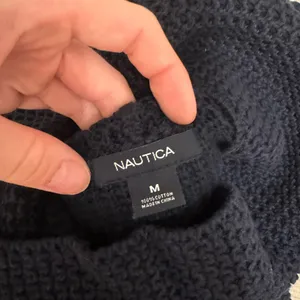 Nautica Navy Blue Cowl Neck Cable Knit Sweater Size Medium thumbnail 4