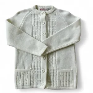 Kimlon Vintage 70s Cream Knit Textured Cardigan‎ Sweater Cottagecore Coquette thumbnail 5