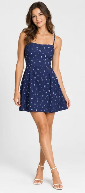 French Connection Mini Dress Womens Size 8 Blue New Floral Fit and Flare 71SWH thumbnail 1
