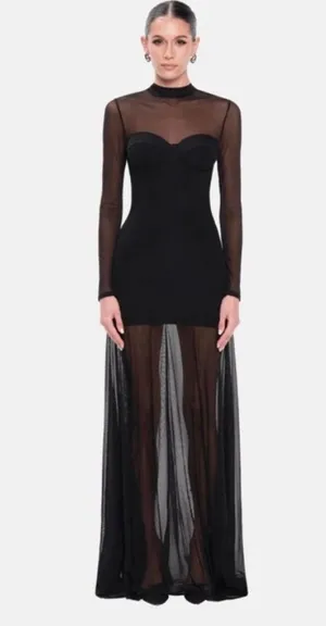 OW Collection Kya Mesh Dress Black thumbnail 1
