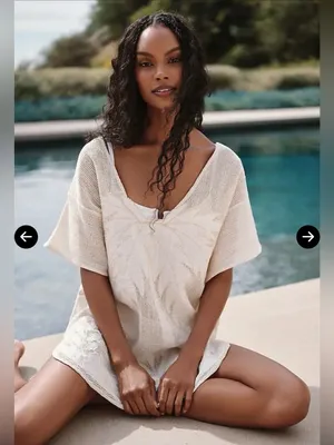 CELANDINE EMBROIDERED SHEER MESH MINI DRESS Cover Up Small thumbnail 1