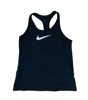 Dri-Fit Black Racerback Running Vented Tank Top White Center Swoosh Logo 🔥 thumbnail 1