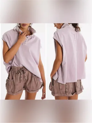 NWT Free People We The Free Keep On Polo - Brush Lilac purple - medium thumbnail 2