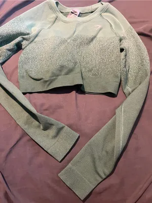 Gymshark Green Ombre Seamless Long Sleeve Crop Top thumbnail 5