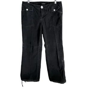 Moda International Vintage Black Corduroy‎ Wide Leg Baggy Adj. Cinch Ankle Pants thumbnail 2