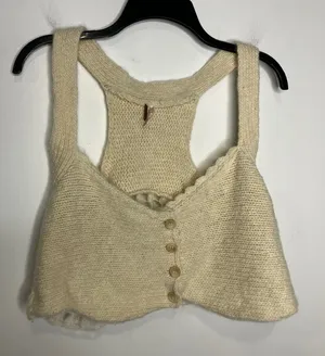 Free people cream wool blend crocheted cropped tank top women's‎ size large thumbnail 1