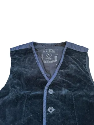 Vintage Guess Blue Velour Vest Y2K Steampunk Indie Sleaze 90s Grunge Goth thumbnail 7