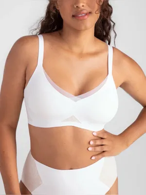 Honeylove Crossover Lace Bra in White thumbnail 1