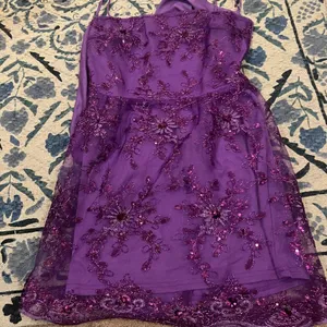 Lucy‎ in the Sky Floral Mesh Dress in Purple L thumbnail 5